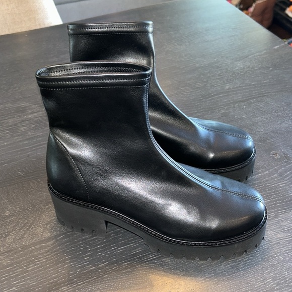 Frame Le Croyden Faux Leather Pull on Lug Sole Boot Blqck - Picture 8 of 14